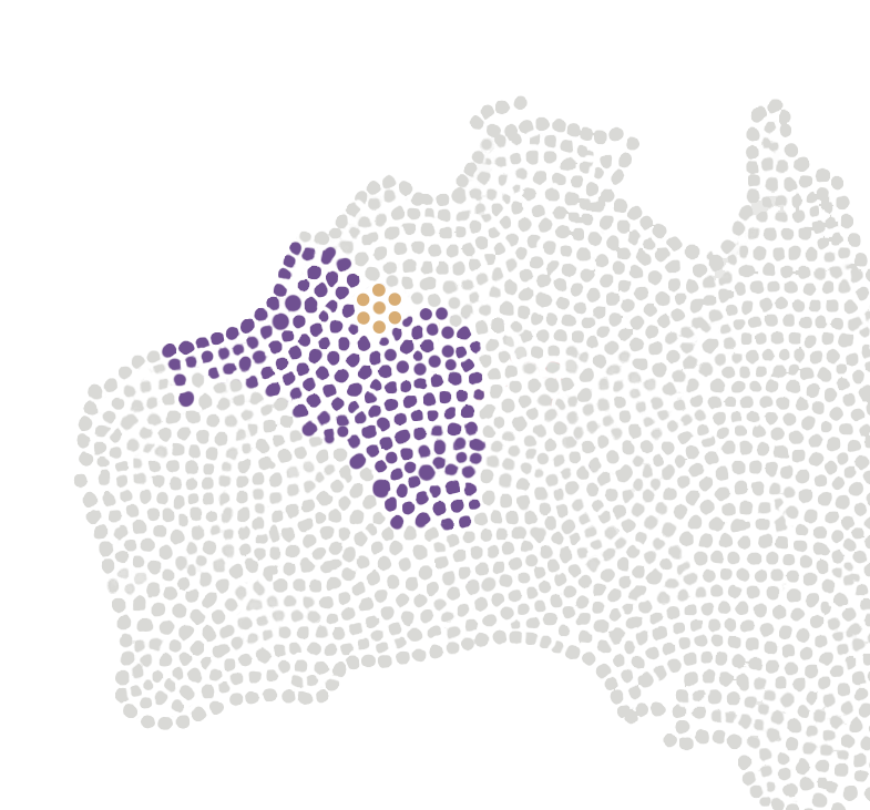 Map of Australia with Black Mountain Energy’s Canning Basin permit area highlighted in the north of Western Australia